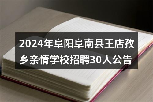 2024年阜阳阜南县王店孜乡亲情学校招聘30人公告 图片