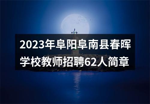 2023年阜阳阜南县春晖学校教师招聘62人简章 图片